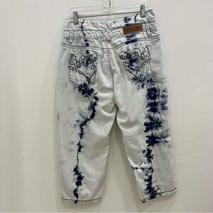 Suzanne Betro  Denim Women Jeans Dye Acid Wash Blue Size 8 Tie-Dye Cropped Jeans